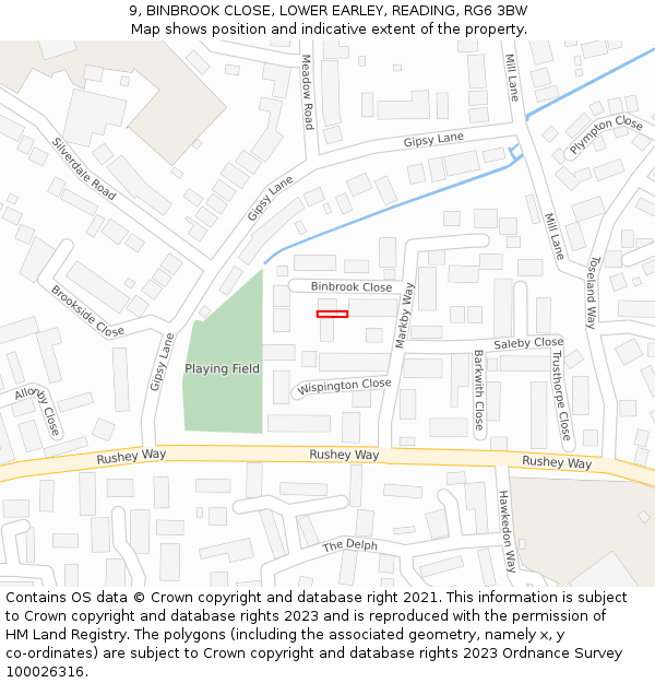 9, BINBROOK CLOSE, LOWER EARLEY, READING, RG6 3BW: Location map and indicative extent of plot