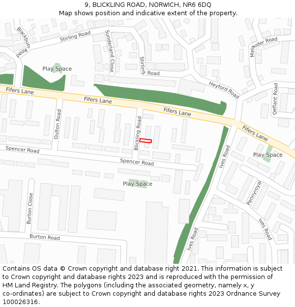 9, BLICKLING ROAD, NORWICH, NR6 6DQ: Location map and indicative extent of plot