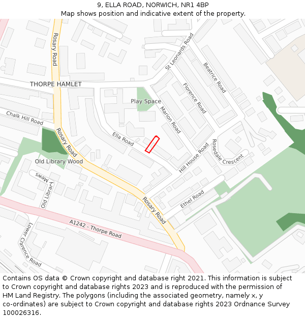 9, ELLA ROAD, NORWICH, NR1 4BP: Location map and indicative extent of plot