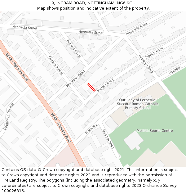 9, INGRAM ROAD, NOTTINGHAM, NG6 9GU: Location map and indicative extent of plot