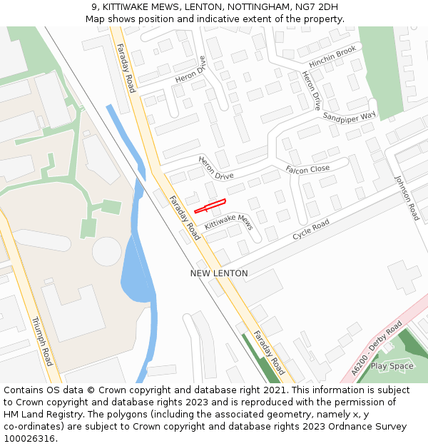 9, KITTIWAKE MEWS, LENTON, NOTTINGHAM, NG7 2DH: Location map and indicative extent of plot