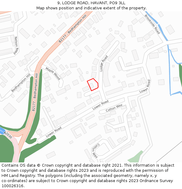9, LODGE ROAD, HAVANT, PO9 3LL: Location map and indicative extent of plot