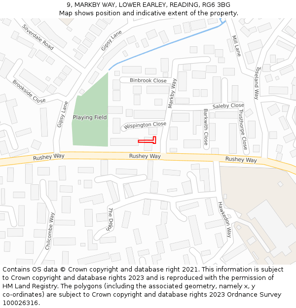 9, MARKBY WAY, LOWER EARLEY, READING, RG6 3BG: Location map and indicative extent of plot