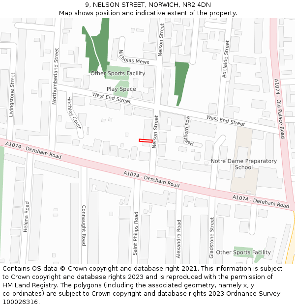 9, NELSON STREET, NORWICH, NR2 4DN: Location map and indicative extent of plot