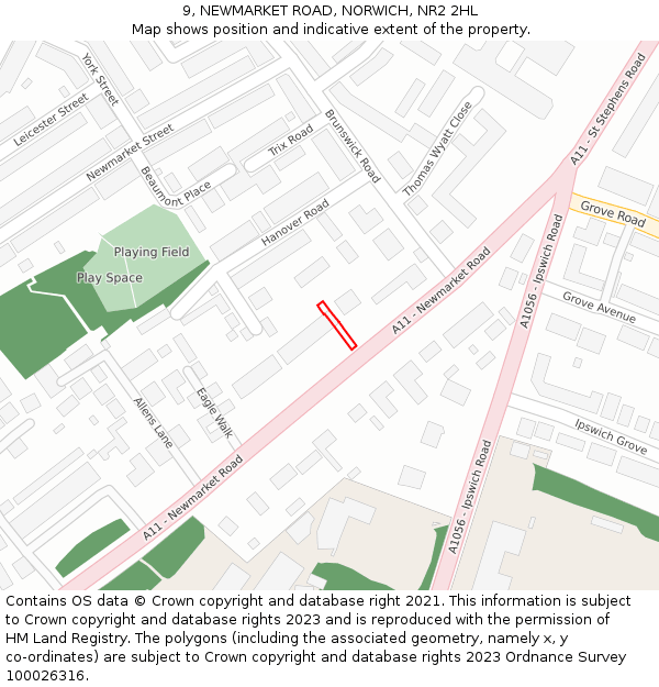 9, NEWMARKET ROAD, NORWICH, NR2 2HL: Location map and indicative extent of plot