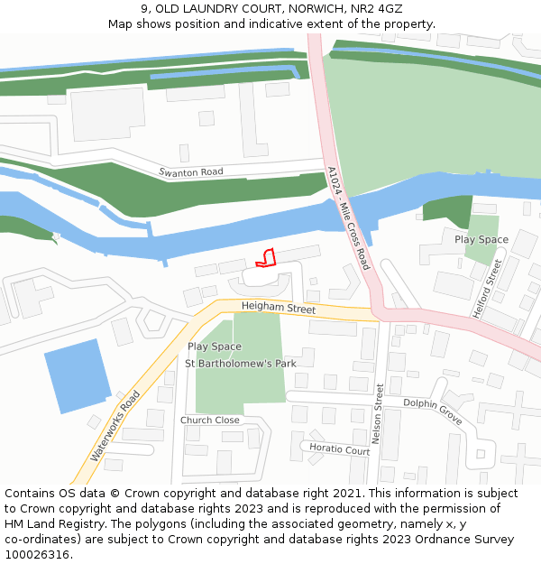 9, OLD LAUNDRY COURT, NORWICH, NR2 4GZ: Location map and indicative extent of plot