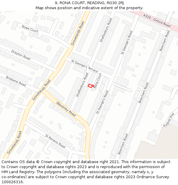 9, RONA COURT, READING, RG30 2RJ: Location map and indicative extent of plot