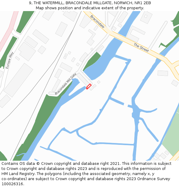 9, THE WATERMILL, BRACONDALE MILLGATE, NORWICH, NR1 2EB: Location map and indicative extent of plot