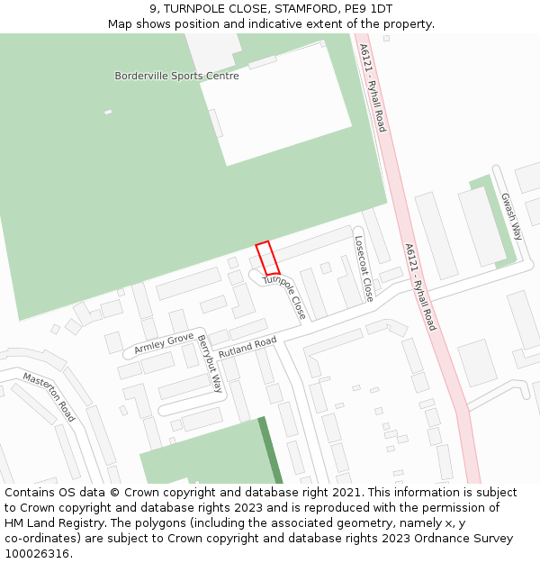 9, TURNPOLE CLOSE, STAMFORD, PE9 1DT: Location map and indicative extent of plot