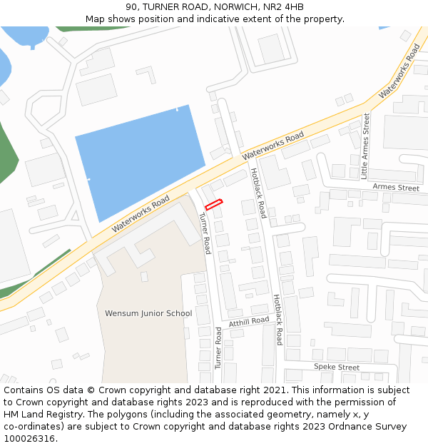 90, TURNER ROAD, NORWICH, NR2 4HB: Location map and indicative extent of plot
