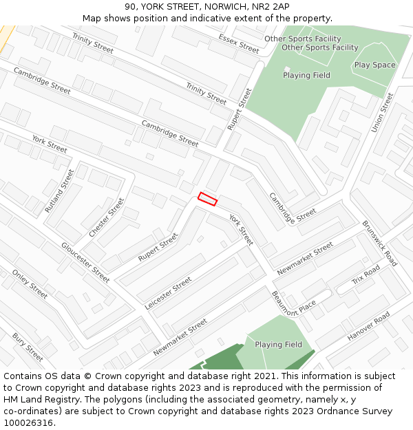 90, YORK STREET, NORWICH, NR2 2AP: Location map and indicative extent of plot