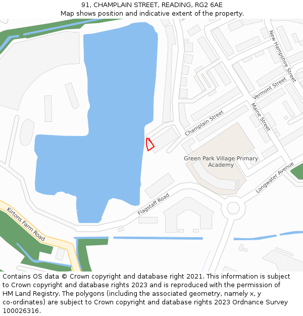 91, CHAMPLAIN STREET, READING, RG2 6AE: Location map and indicative extent of plot