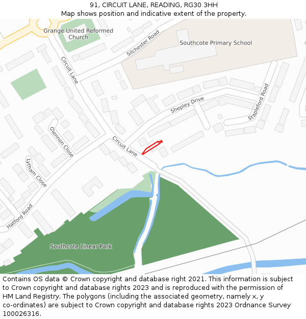 91, CIRCUIT LANE, READING, RG30 3HH: Location map and indicative extent of plot