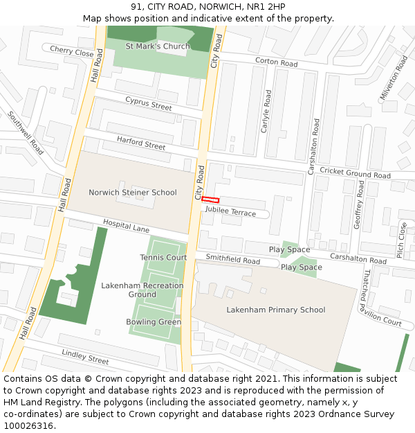 91, CITY ROAD, NORWICH, NR1 2HP: Location map and indicative extent of plot