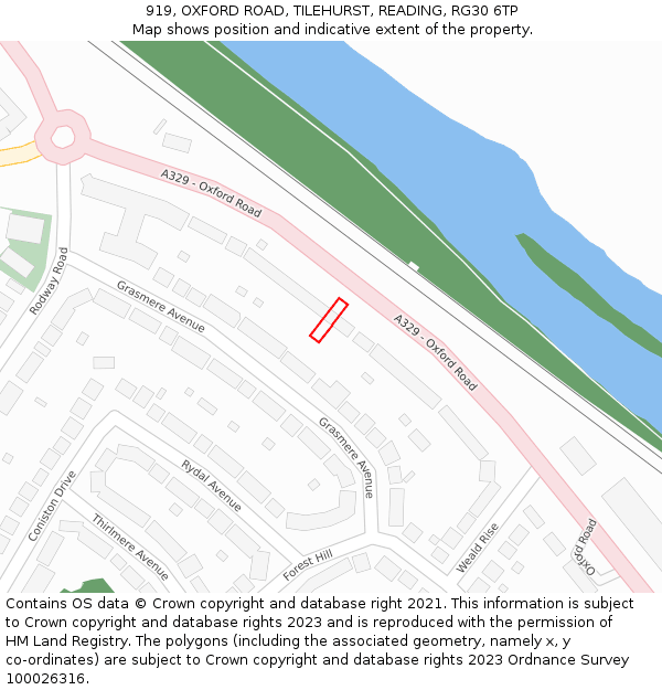 919, OXFORD ROAD, TILEHURST, READING, RG30 6TP: Location map and indicative extent of plot