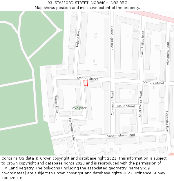 93, STAFFORD STREET, NORWICH, NR2 3BG: Location map and indicative extent of plot