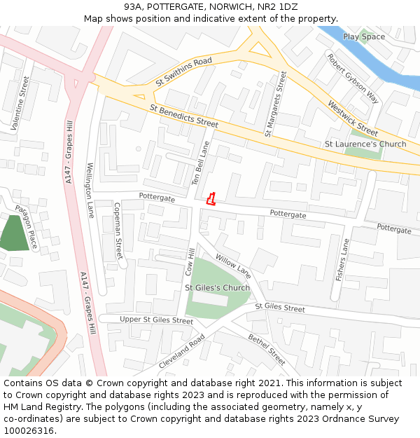 93A, POTTERGATE, NORWICH, NR2 1DZ: Location map and indicative extent of plot