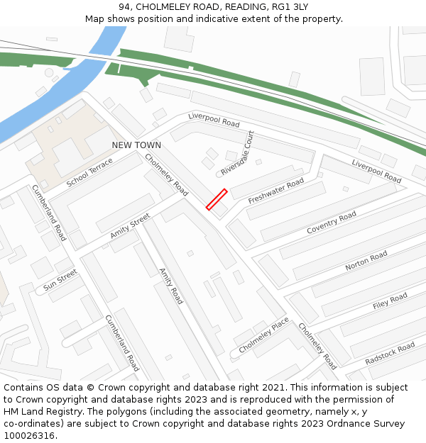 94, CHOLMELEY ROAD, READING, RG1 3LY: Location map and indicative extent of plot