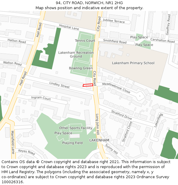 94, CITY ROAD, NORWICH, NR1 2HG: Location map and indicative extent of plot