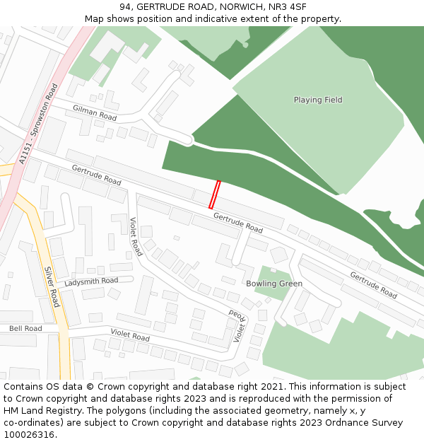 94, GERTRUDE ROAD, NORWICH, NR3 4SF: Location map and indicative extent of plot