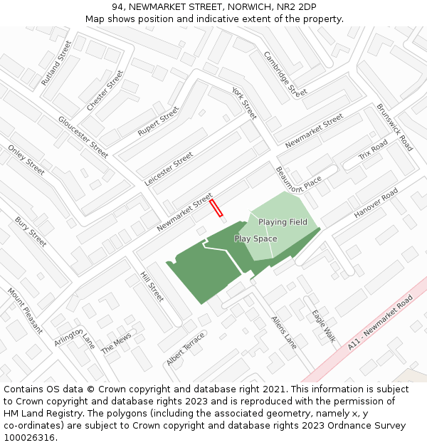 94, NEWMARKET STREET, NORWICH, NR2 2DP: Location map and indicative extent of plot
