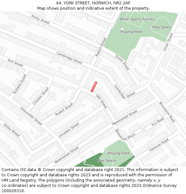 94, YORK STREET, NORWICH, NR2 2AP: Location map and indicative extent of plot