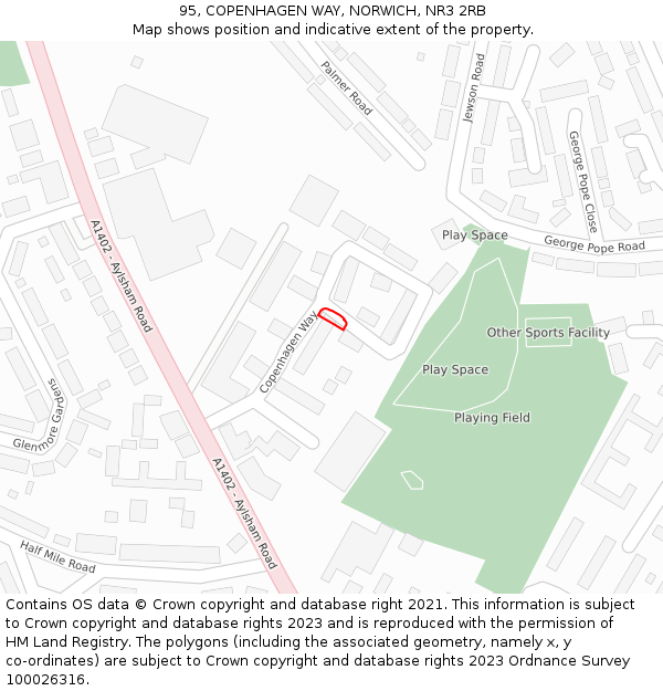 95, COPENHAGEN WAY, NORWICH, NR3 2RB: Location map and indicative extent of plot