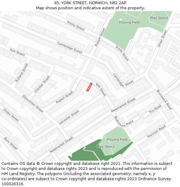 95, YORK STREET, NORWICH, NR2 2AP: Location map and indicative extent of plot