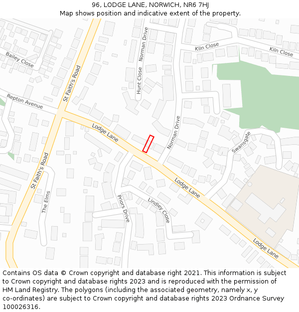 96, LODGE LANE, NORWICH, NR6 7HJ: Location map and indicative extent of plot