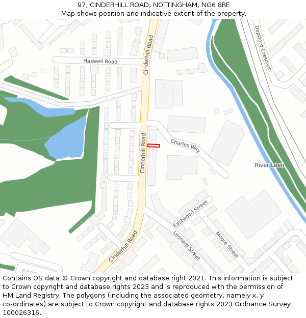 97, CINDERHILL ROAD, NOTTINGHAM, NG6 8RE: Location map and indicative extent of plot