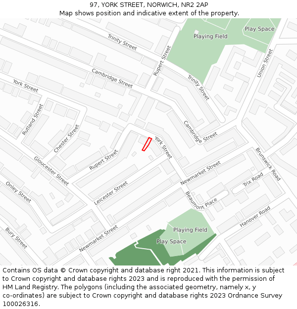 97, YORK STREET, NORWICH, NR2 2AP: Location map and indicative extent of plot