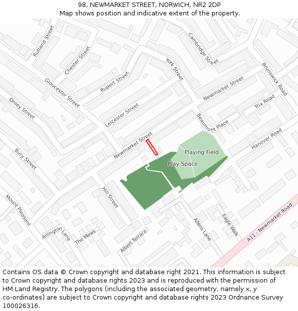 98, NEWMARKET STREET, NORWICH, NR2 2DP: Location map and indicative extent of plot