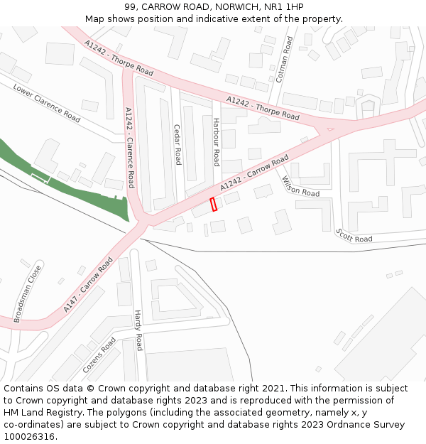 99, CARROW ROAD, NORWICH, NR1 1HP: Location map and indicative extent of plot