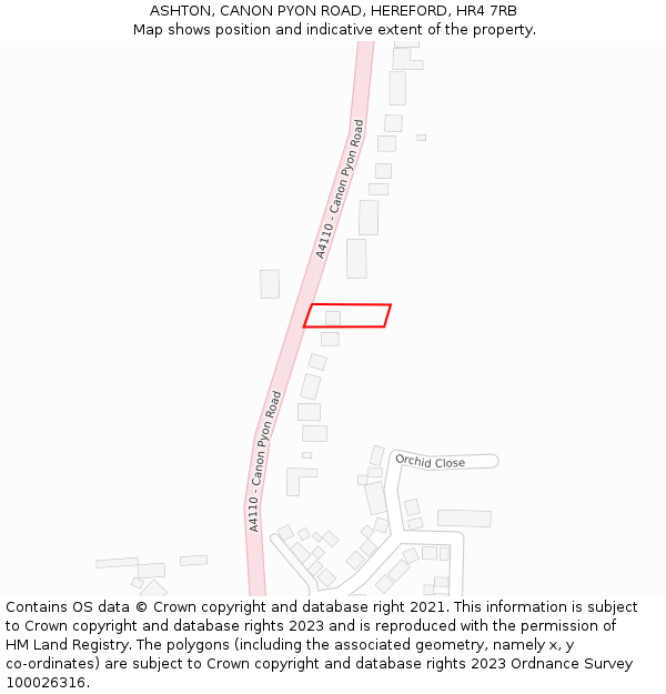 ASHTON, CANON PYON ROAD, HEREFORD, HR4 7RB: Location map and indicative extent of plot