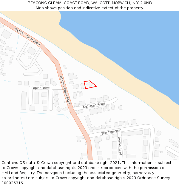 BEACONS GLEAM, COAST ROAD, WALCOTT, NORWICH, NR12 0ND: Location map and indicative extent of plot