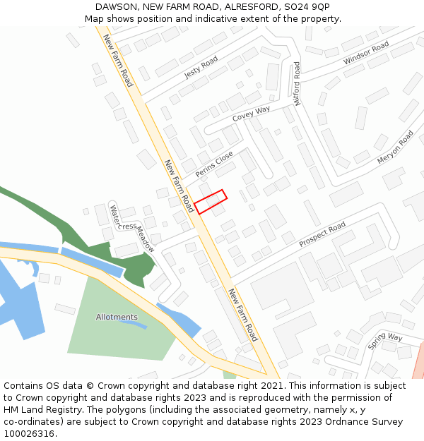 DAWSON, NEW FARM ROAD, ALRESFORD, SO24 9QP: Location map and indicative extent of plot