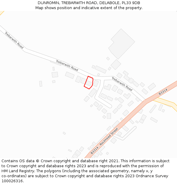 DUNROMIN, TREBARWITH ROAD, DELABOLE, PL33 9DB: Location map and indicative extent of plot