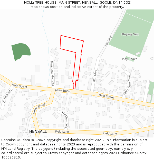 HOLLY TREE HOUSE, MAIN STREET, HENSALL, GOOLE, DN14 0QZ: Location map and indicative extent of plot