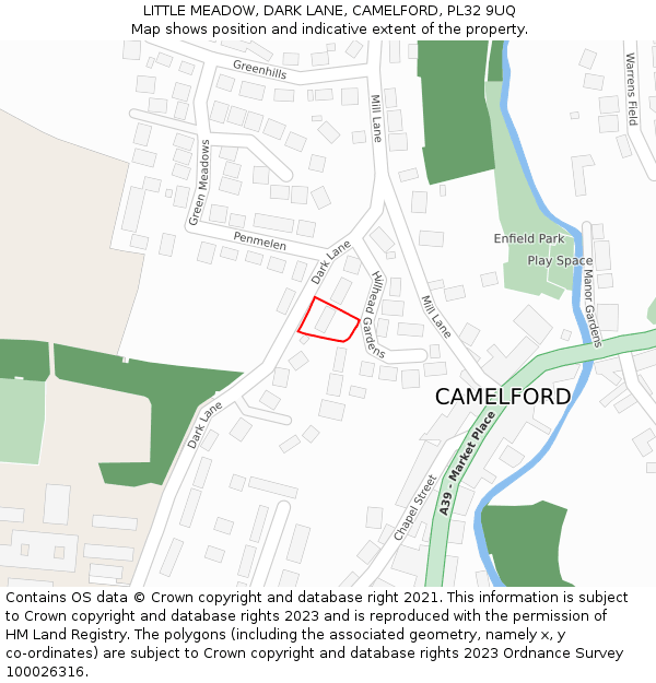 LITTLE MEADOW, DARK LANE, CAMELFORD, PL32 9UQ: Location map and indicative extent of plot
