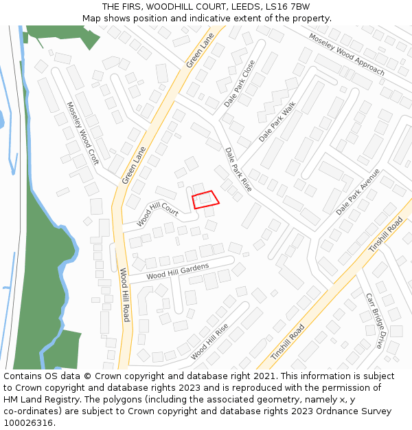 THE FIRS, WOODHILL COURT, LEEDS, LS16 7BW: Location map and indicative extent of plot