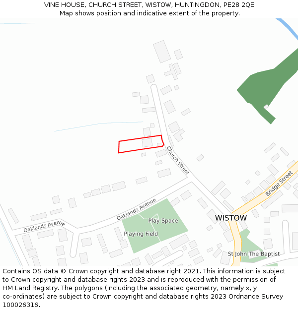 VINE HOUSE, CHURCH STREET, WISTOW, HUNTINGDON, PE28 2QE: Location map and indicative extent of plot