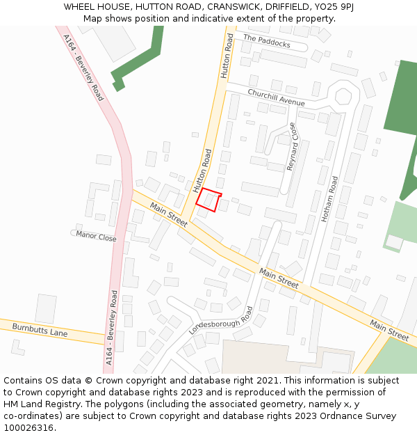 WHEEL HOUSE, HUTTON ROAD, CRANSWICK, DRIFFIELD, YO25 9PJ: Location map and indicative extent of plot