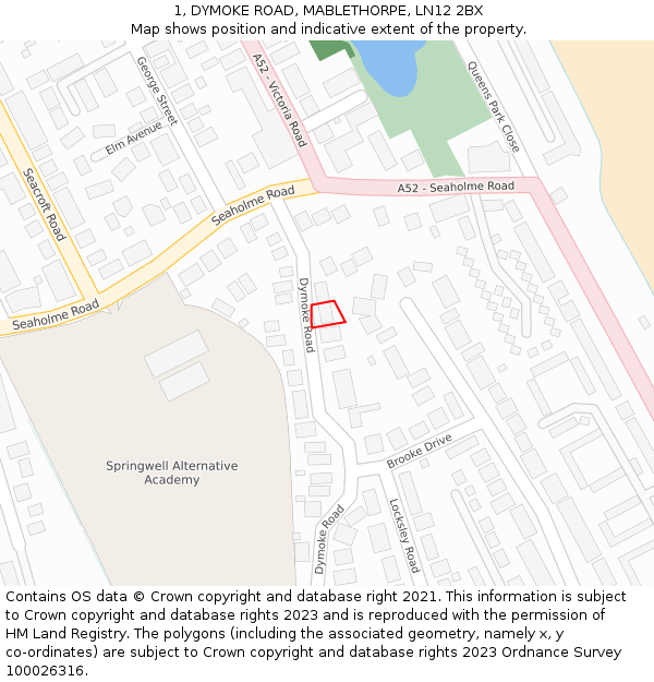 1, DYMOKE ROAD, MABLETHORPE, LN12 2BX: Location map and indicative extent of plot
