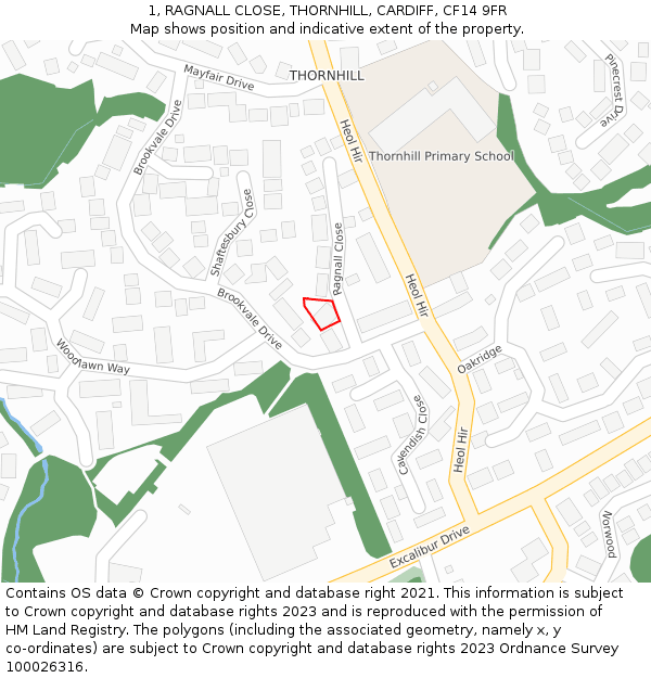1, RAGNALL CLOSE, THORNHILL, CARDIFF, CF14 9FR: Location map and indicative extent of plot