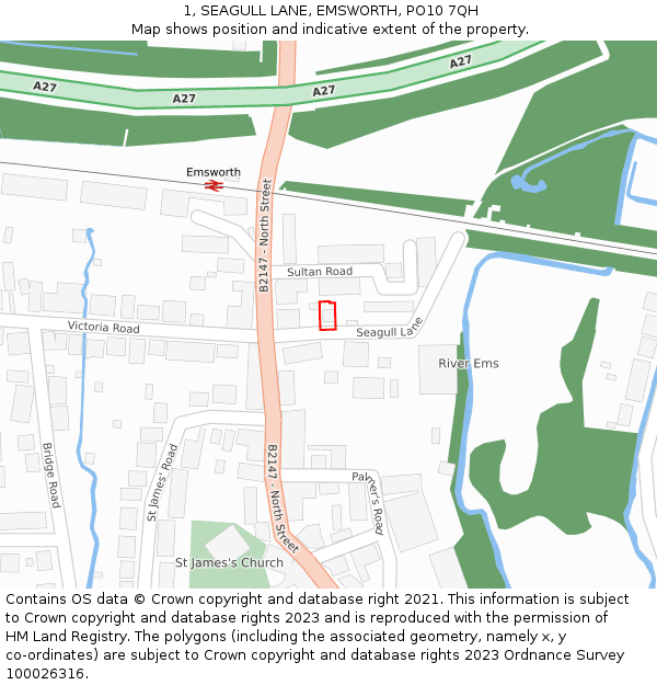 1, SEAGULL LANE, EMSWORTH, PO10 7QH: Location map and indicative extent of plot