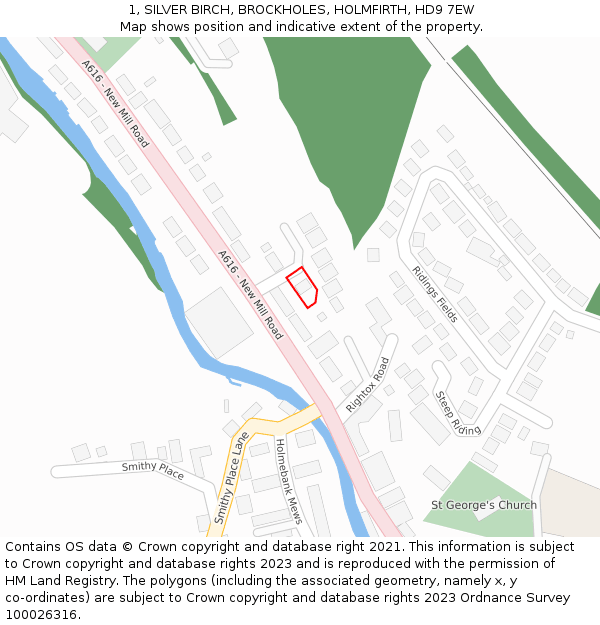 1, SILVER BIRCH, BROCKHOLES, HOLMFIRTH, HD9 7EW: Location map and indicative extent of plot