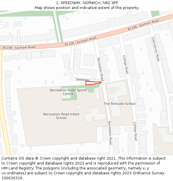 1, SPEEDWAY, NORWICH, NR2 3PP: Location map and indicative extent of plot