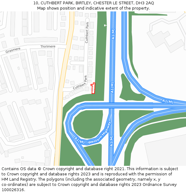 10, CUTHBERT PARK, BIRTLEY, CHESTER LE STREET, DH3 2AQ: Location map and indicative extent of plot