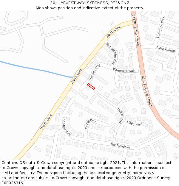 10, HARVEST WAY, SKEGNESS, PE25 2NZ: Location map and indicative extent of plot