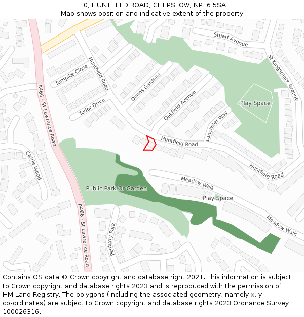 10, HUNTFIELD ROAD, CHEPSTOW, NP16 5SA: Location map and indicative extent of plot